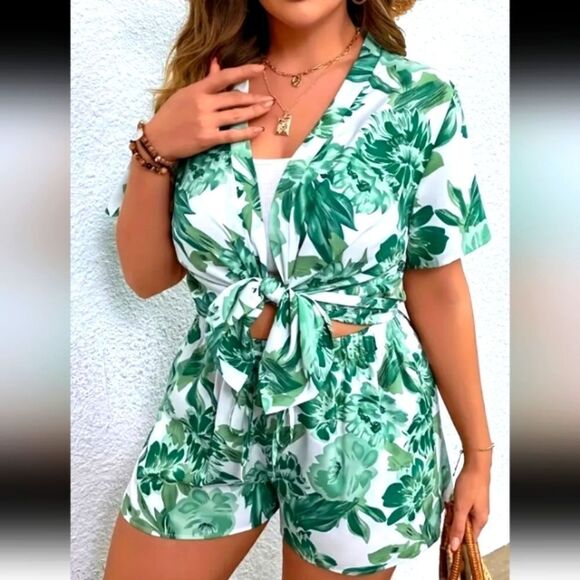 Boho ladie's floral plus size 2pc set size 1X - Picture 4 of 5